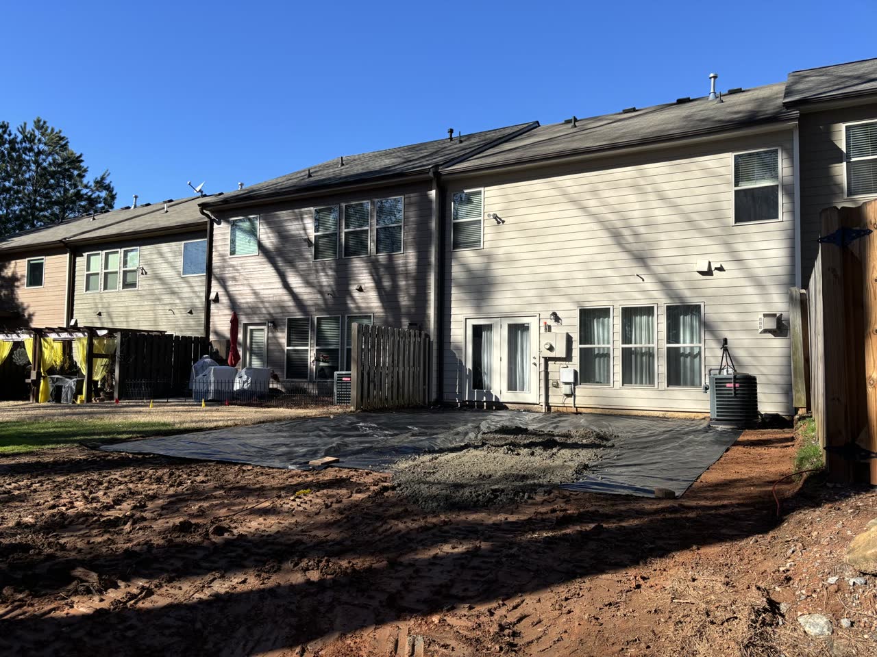 Excavating and laying out the patio area