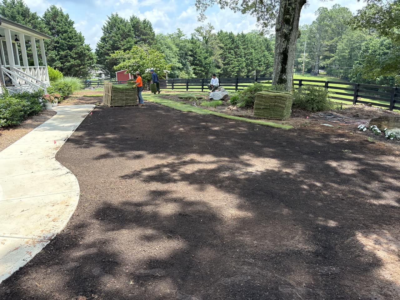 Grading and prepping the soil